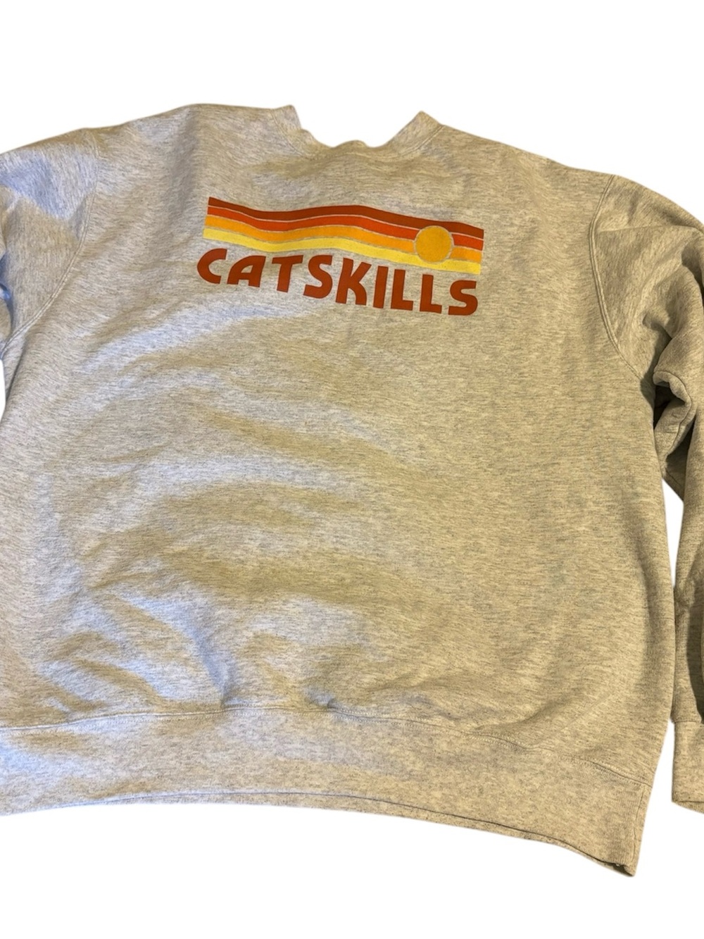 Catskills Graphic Crewneck Sweatshirt - Heather Gray with Sunset Print